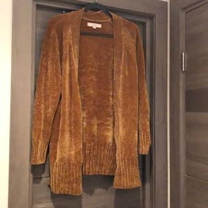 LOFT gold chenille cardigan